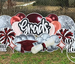 Graduation yard sign with school colors and custom name in Charlotte NC