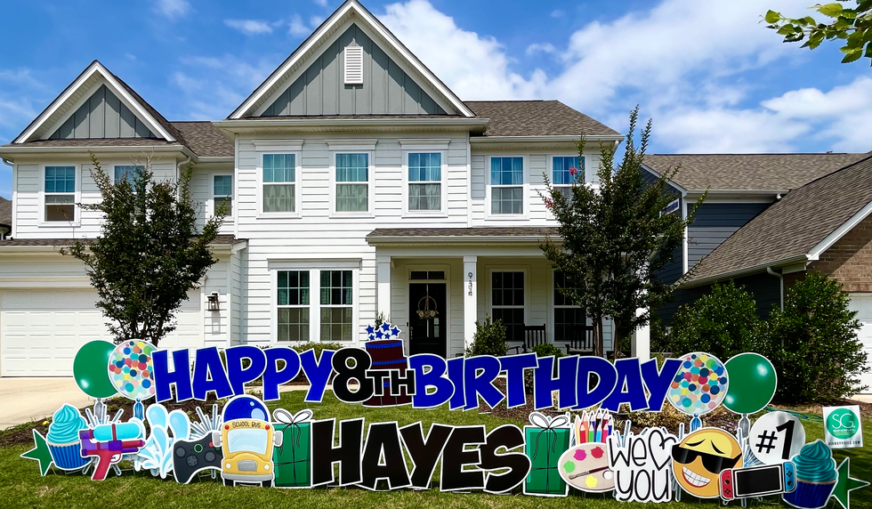 8th birthday yard sign in Masons bend, Fort Mill SC