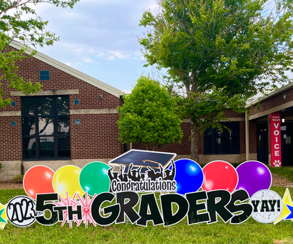 Fifth grade graduation yard sign for school promotion celebration
5th grade graduation sign for elementary school student in Indian Trail NC