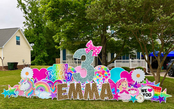 Custom birthday yard sign with name and age in Rock Hill SC