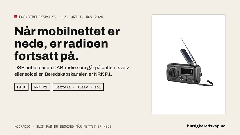 Nødradio med DAB, sveiv og solcelle – DSB anbefaler en DAB-radio som virker uten strøm