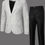 Thumbnail: Men Gray and Black Button Front Blazer & Tailored Pants Without Shirt & Tie