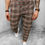 Thumbnail: Men Plaid Print Drawstring Waist Pants