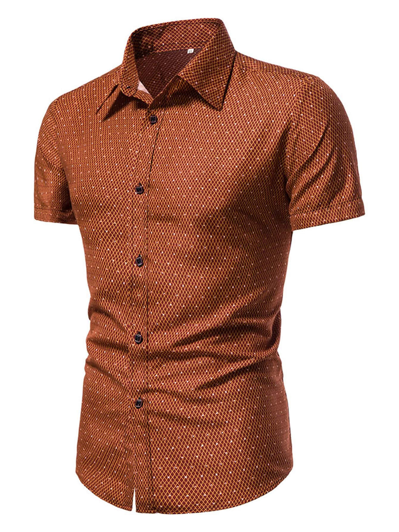 Men Argyle Print Button Up Shirt