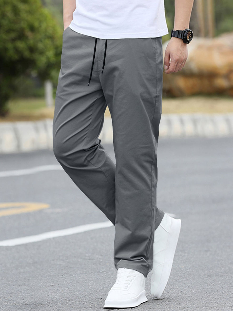 Thumbnail: Men Solid Straight Leg Pants