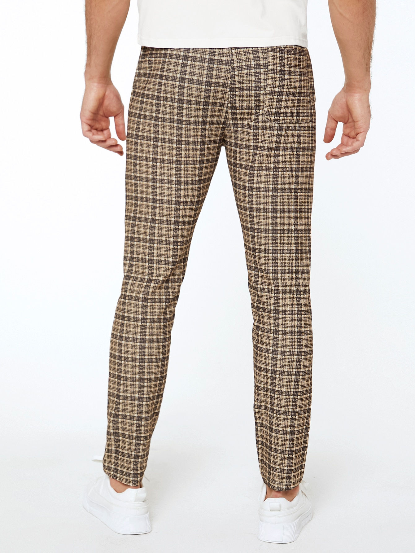 SHEIN Men Plaid Drawstring Waist Pants