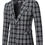 Thumbnail: Men Plaid Print Lapel Collar Blazer