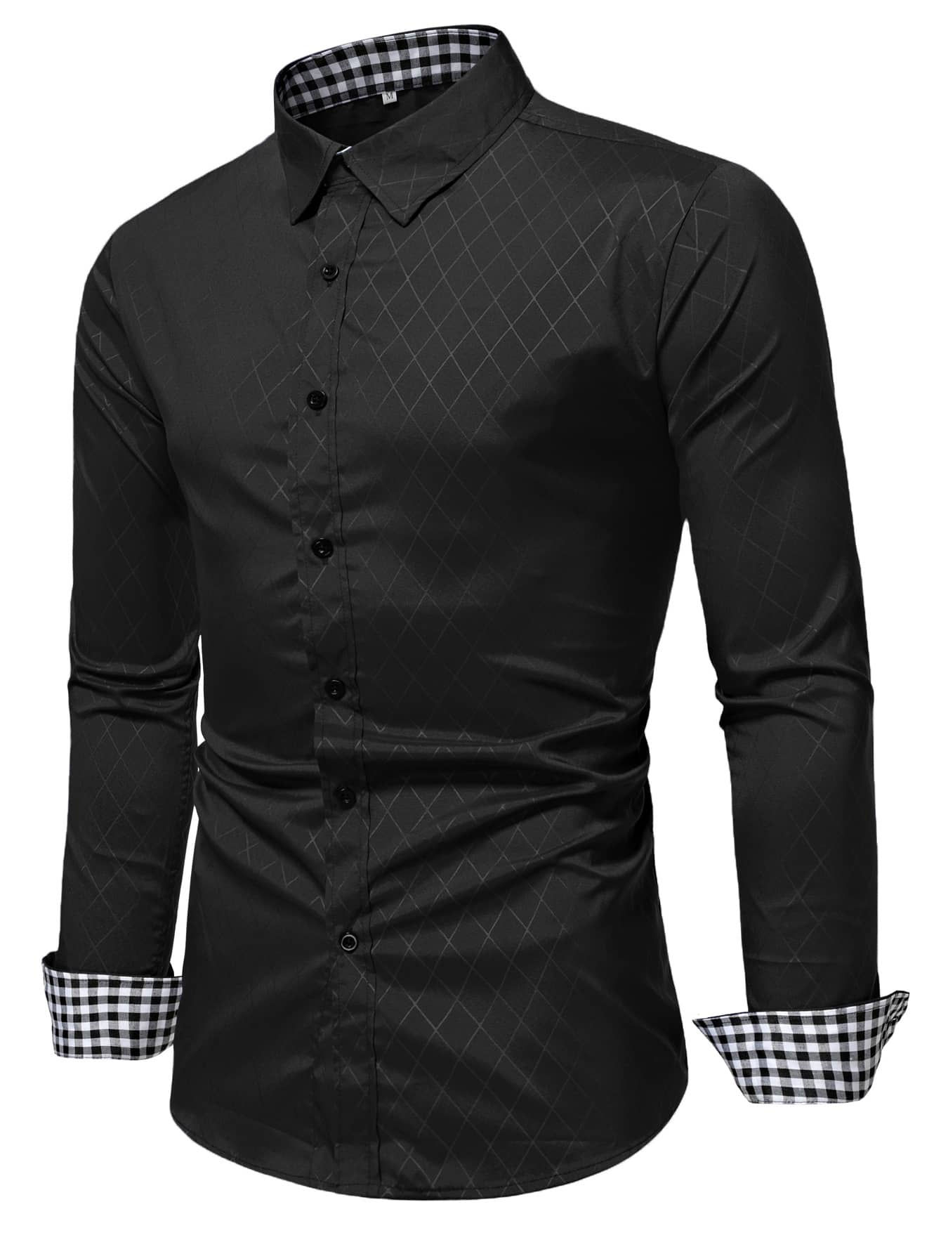 Men Gingham & Argyle Print Shirt