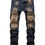 Thumbnail: Men Ripped Cat Scratch Rag Stitching Jeans