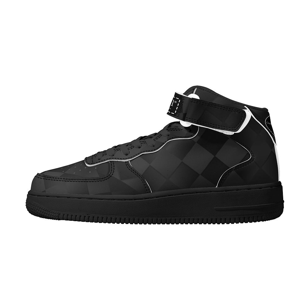Thumbnail: Geek Apparel Signature Diamond Black High Top Leather Sneakers