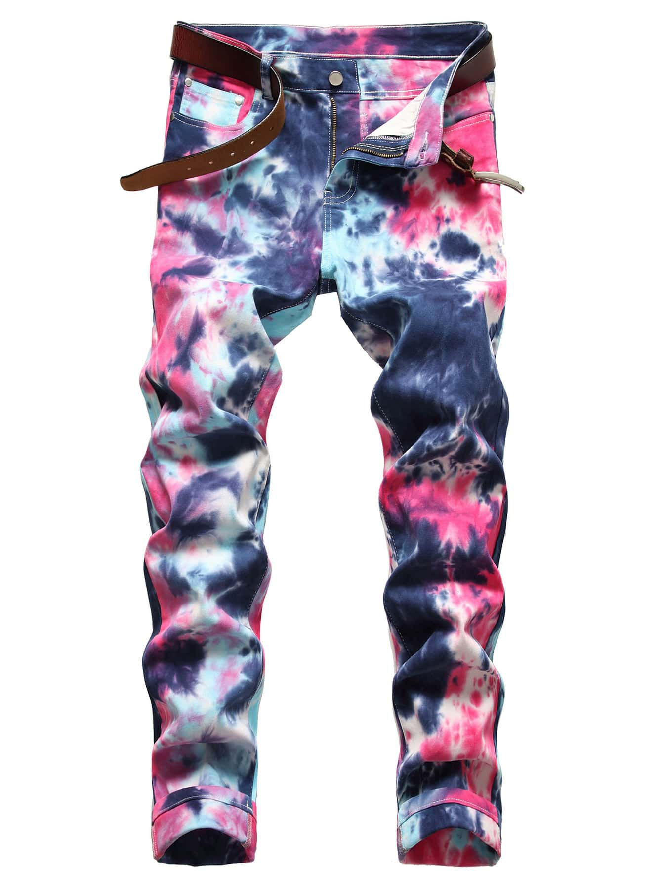 Men Tie Dye Jeans Without Belt