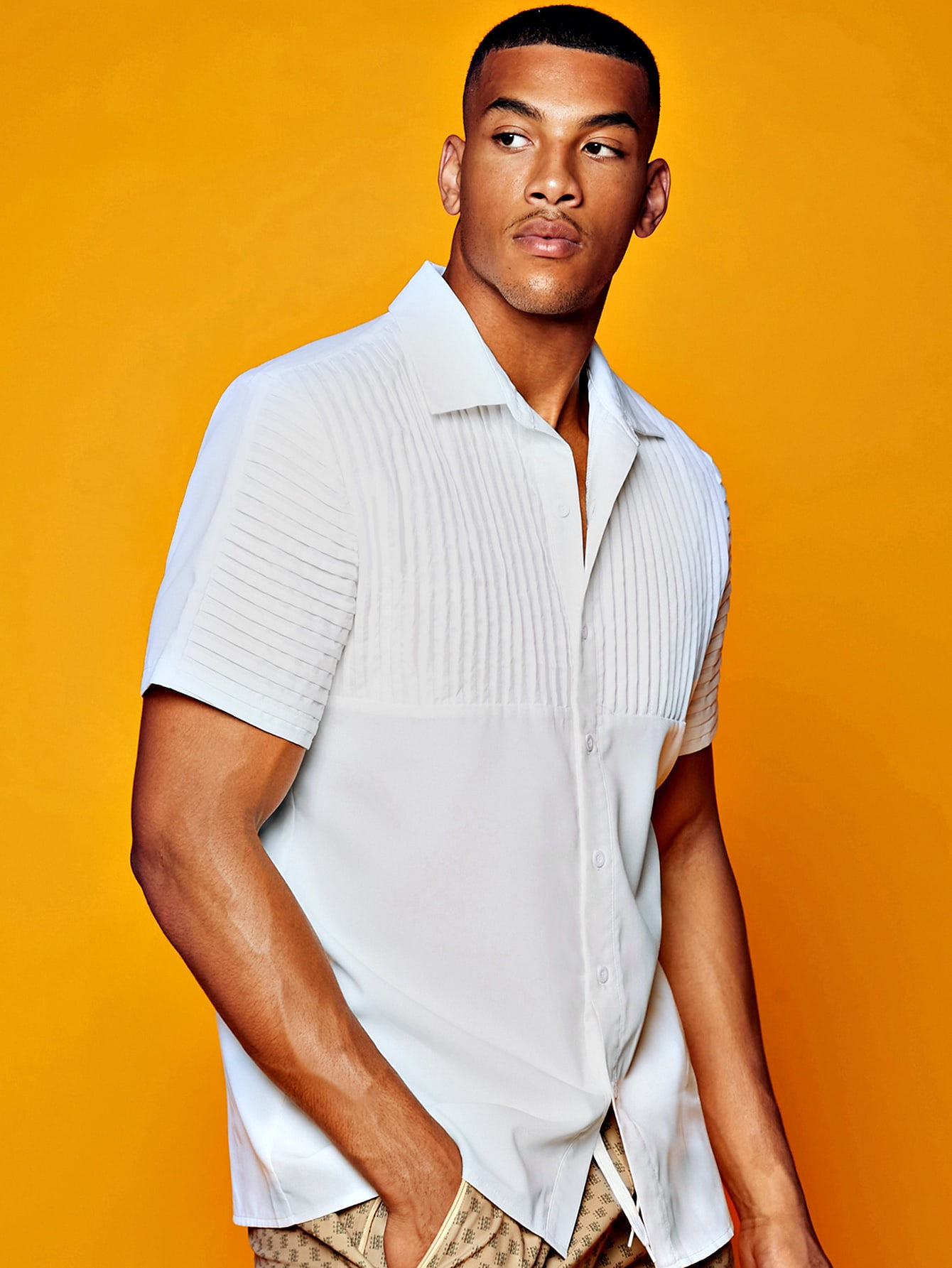 Men Fold Pleated Shirt