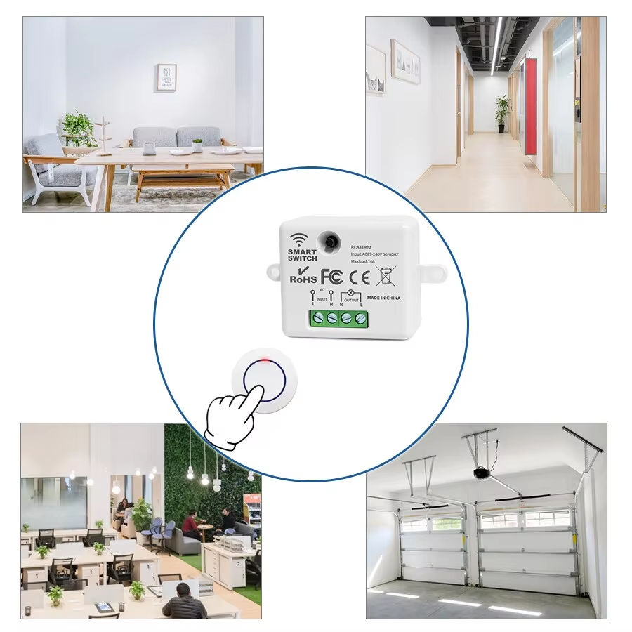 Thumbnail: 433MHz Wireless Light Switch 220V 110V 10A Relay Breaker Remote Control Mini Rou