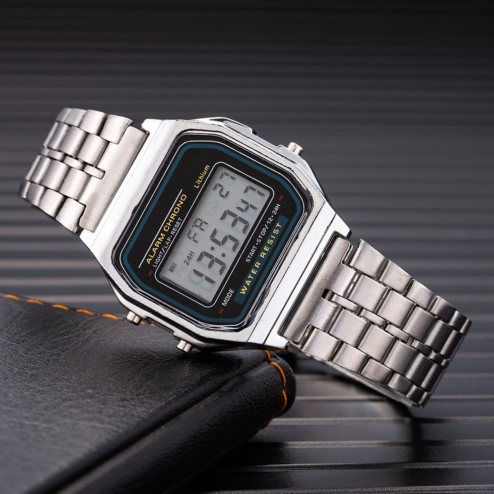 Thumbnail: Luxury LED Digital Watches for Men Stainless Steel Gold Sliver Electronic Watch 