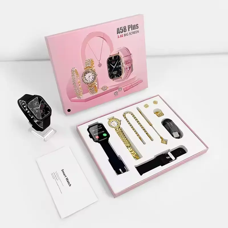 Thumbnail: Smart Watch Womens Luxury 8 in 1 2 Strap Ring Earring