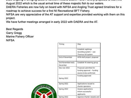 On the crest of managing to open up recreational Blue Fin Tuna fishing for Northern Ireland