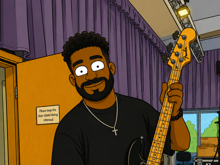 Matt Brooks AKA Brooksy holds the bass guitar that was gifted to him that he references in this blog post.