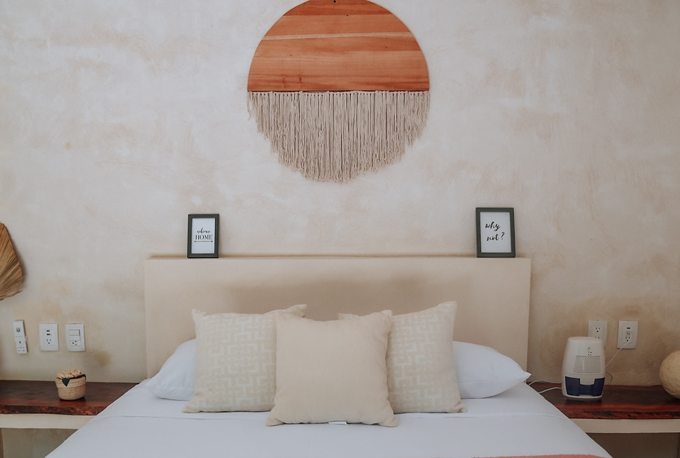 Private casita bedroom with queen bed at Lunita Jungle Retreat