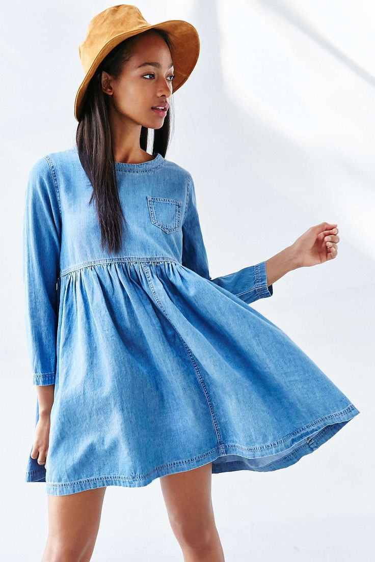 Chelsea Denim Long Sleeve Baby Doll Dress