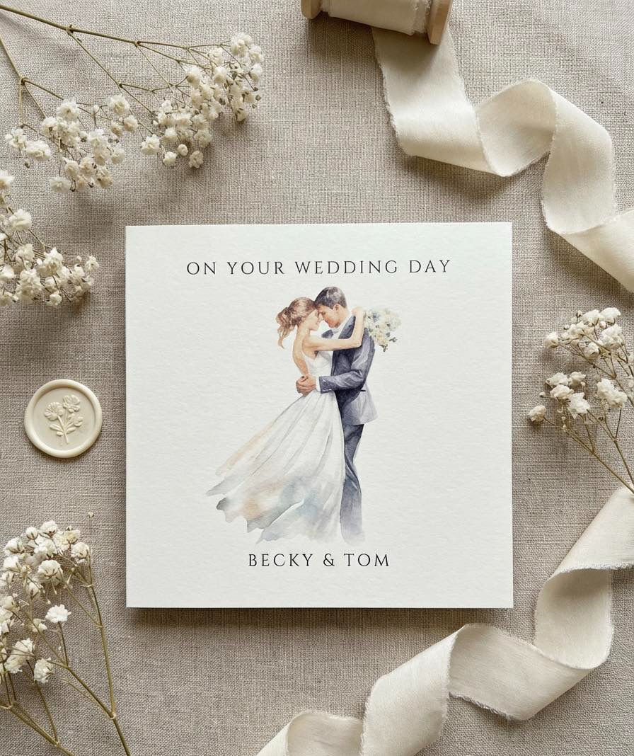 Watercolour Bride and Groom card