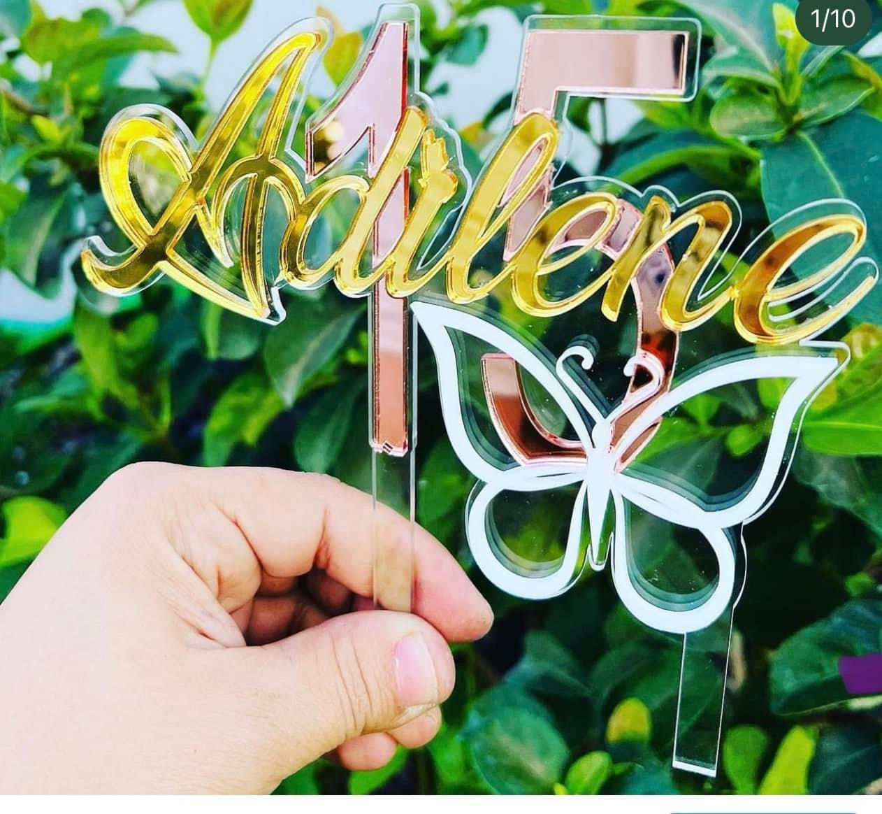 🦋 Topper para Pastel de Quinceañera con Mariposas – Elegancia y Encanto ✨