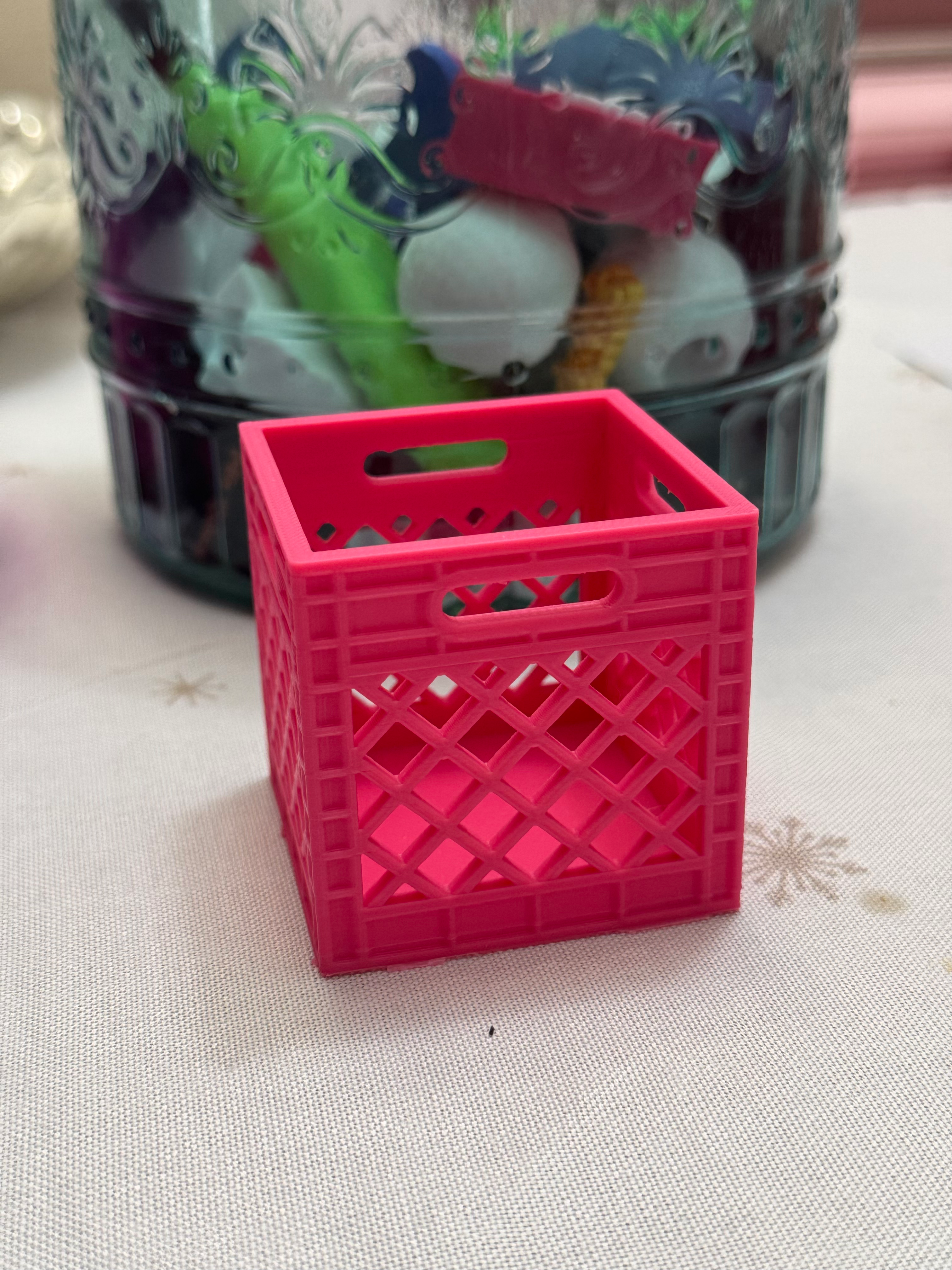 3D Printed Mini Milk Crate Organizer – Cute Storage Box for Party Favors, Gifts