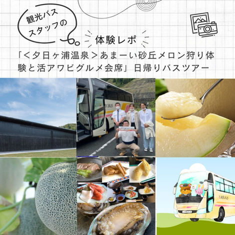 【体験レポ】日帰りバスツアー「<夕日ヶ浦温泉>あまーい砂丘メロン狩り体験と活アワビグルメ会席」🍈🍴😍