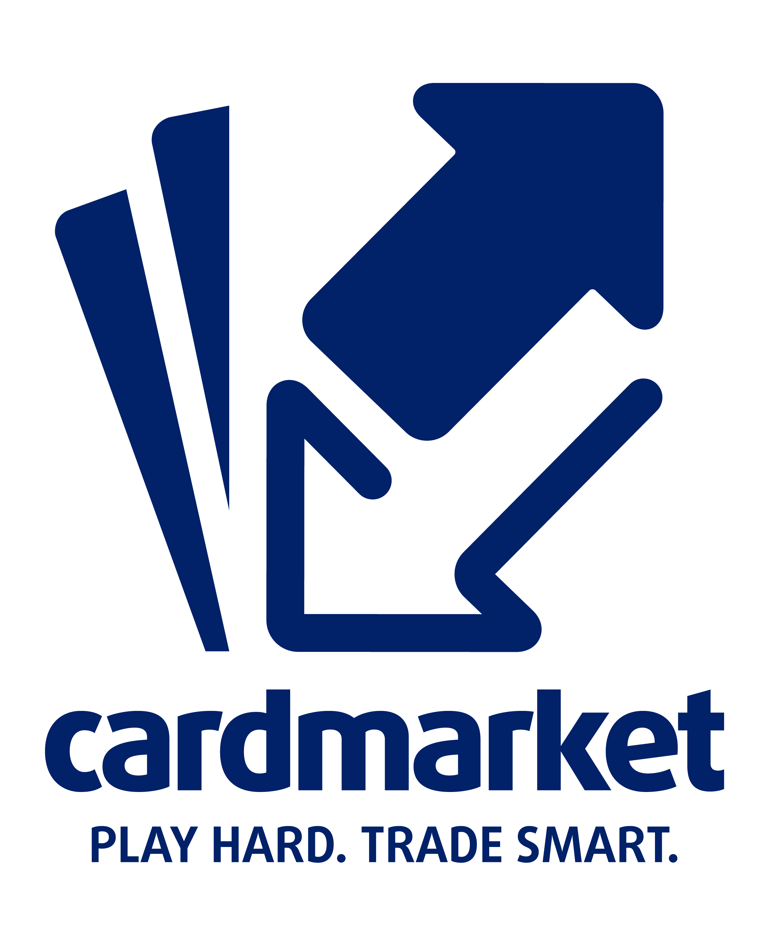 Cardmarket Logo mit Slogan Play Hard, Trade Smart.