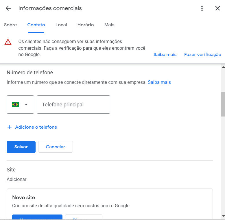 alterar informações no google