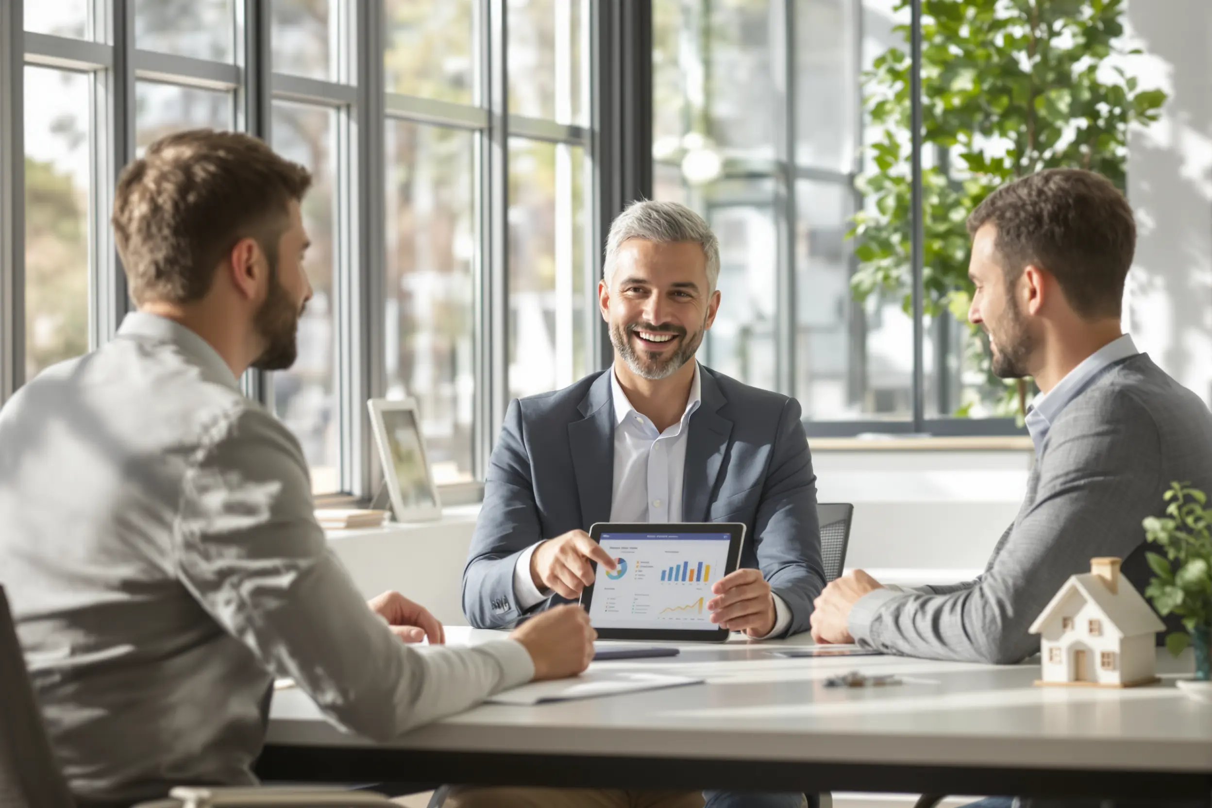 Courtier immobilier conseillant un couple