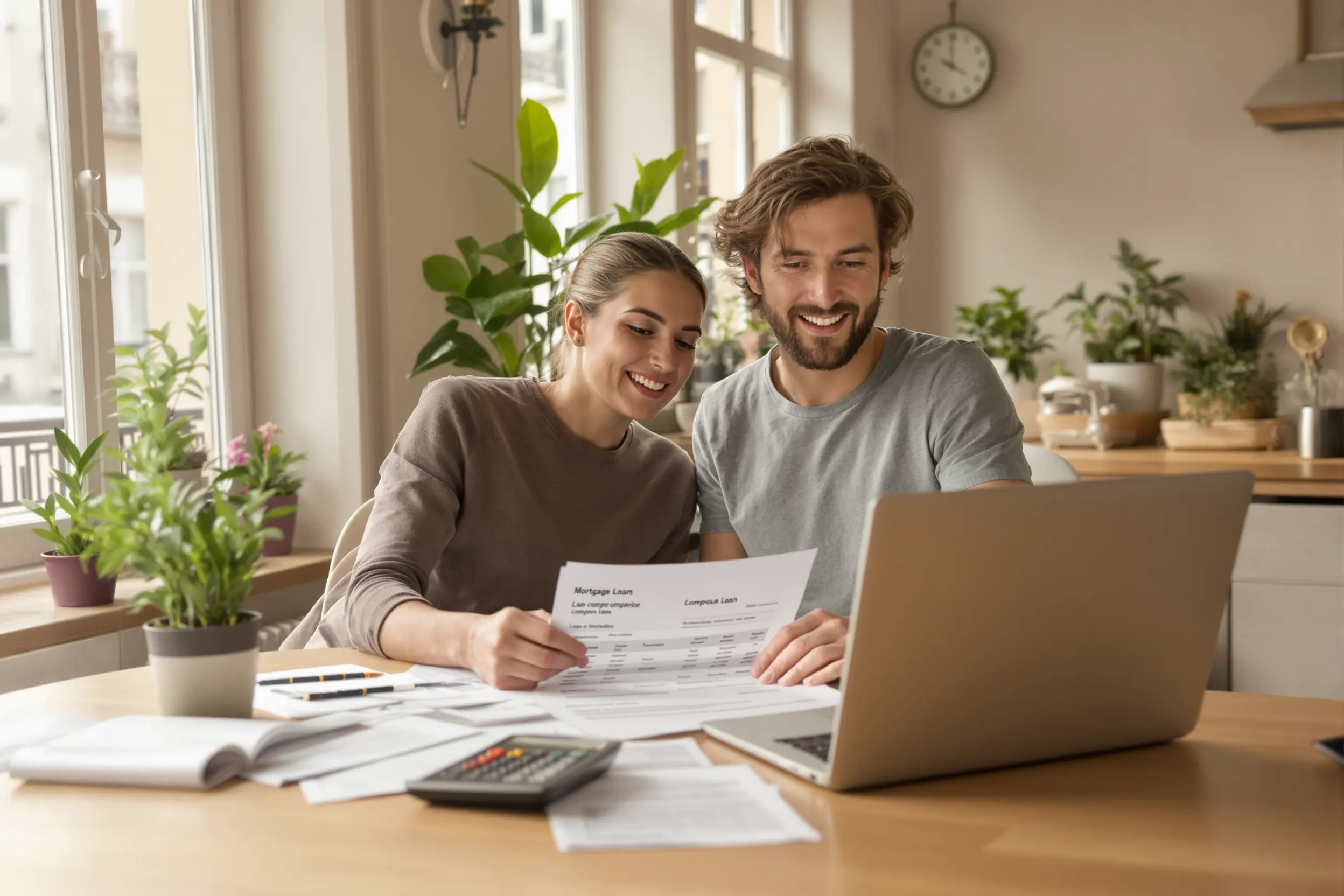 Couple comparant les offres de crédit immobilier