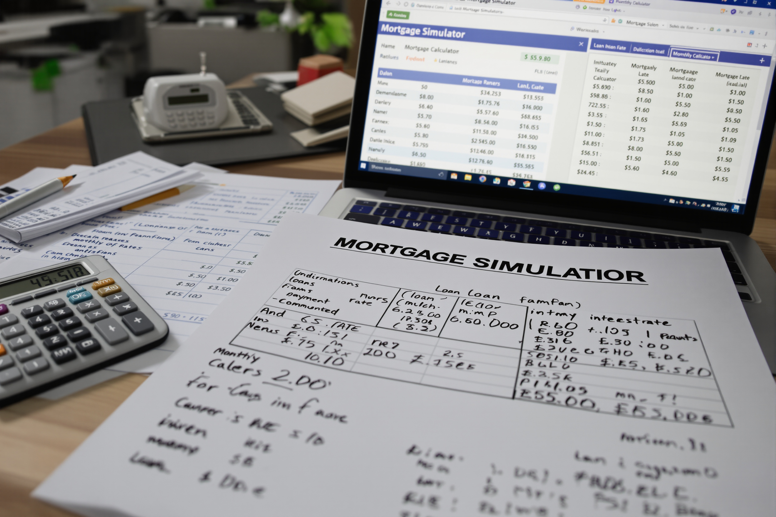 Consultant bancaire analysant des dossiers de prêt immobilier