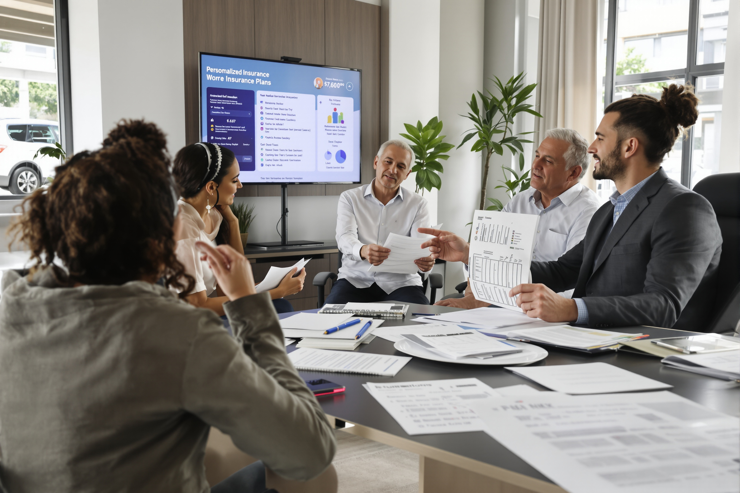 Courtier en assurance analysant des contrats d'assurance emprunteur