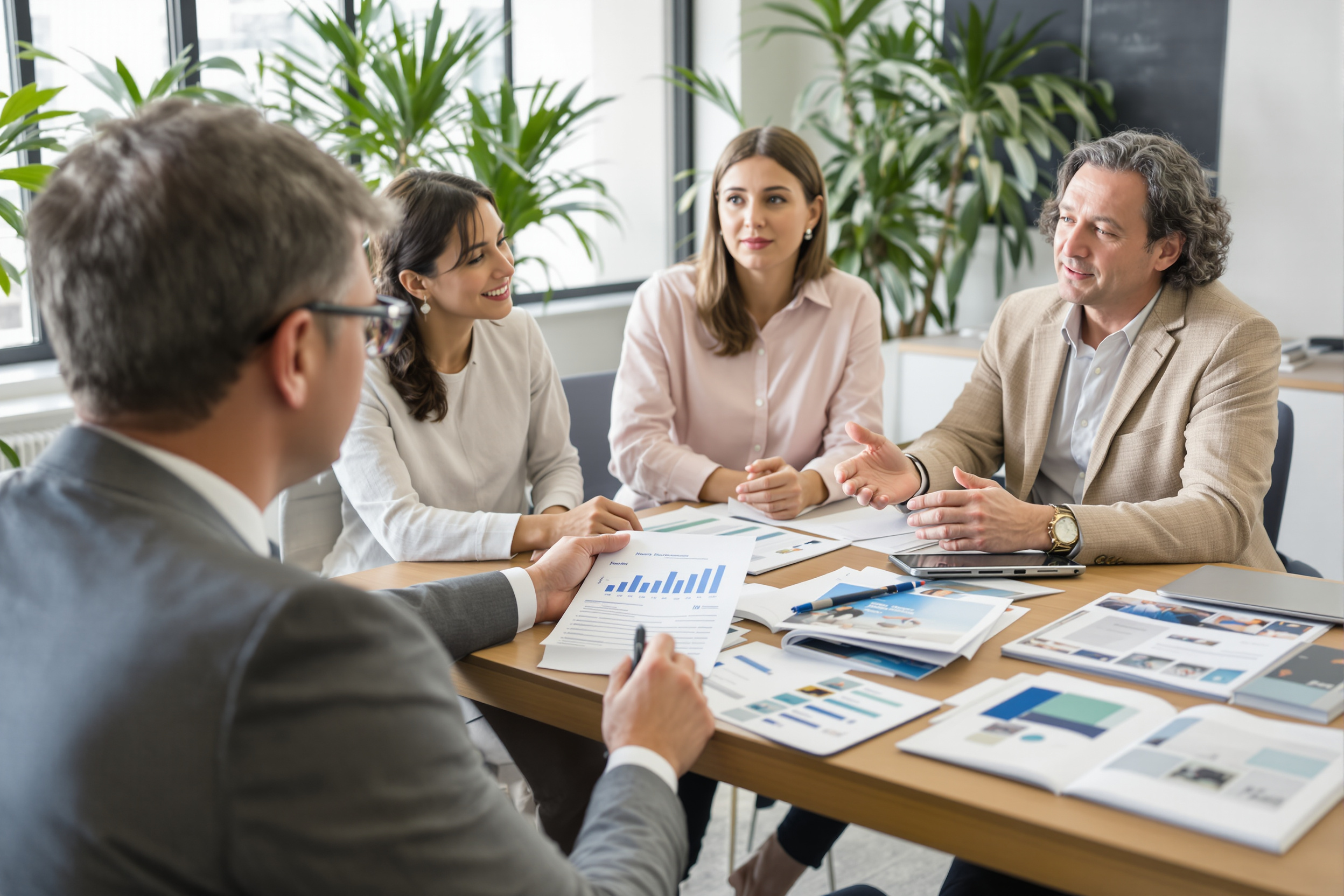 Conseiller en courtage immobilier accompagnant des clients