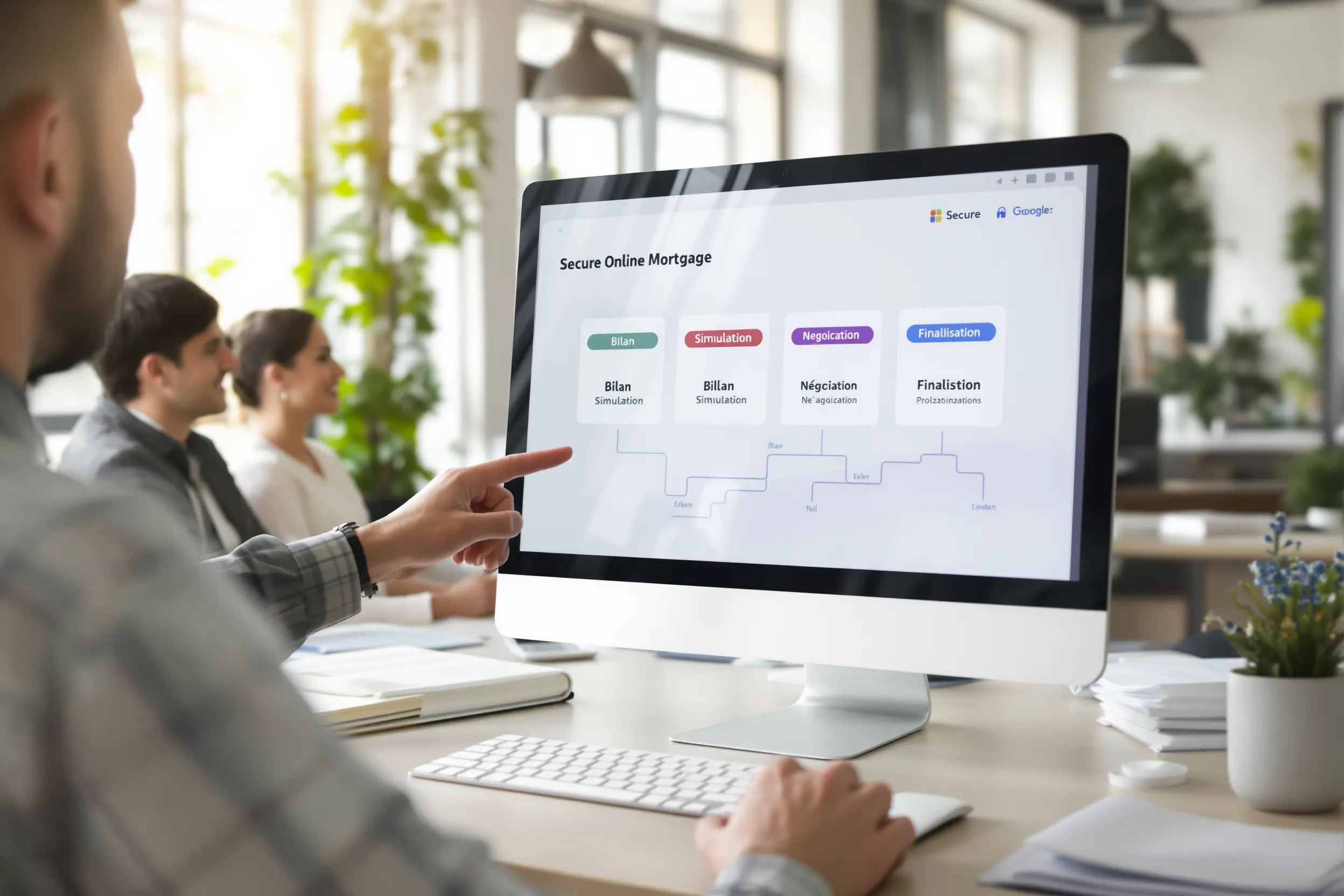 Tableau de bord sécurisé d'un espace projet immobilier affiché sur écran