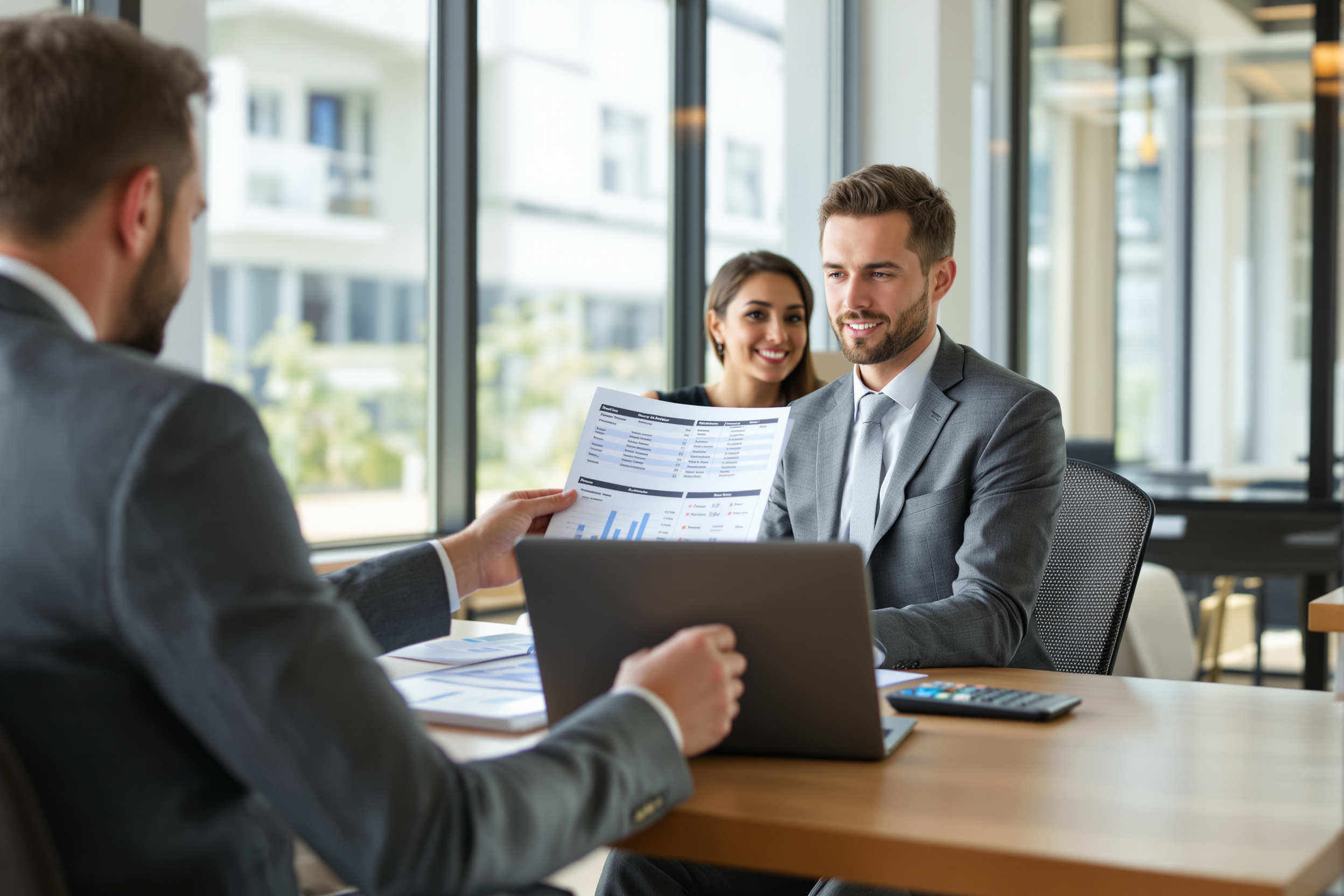 Espace de travail d'un courtier en crédit avec outils professionnels