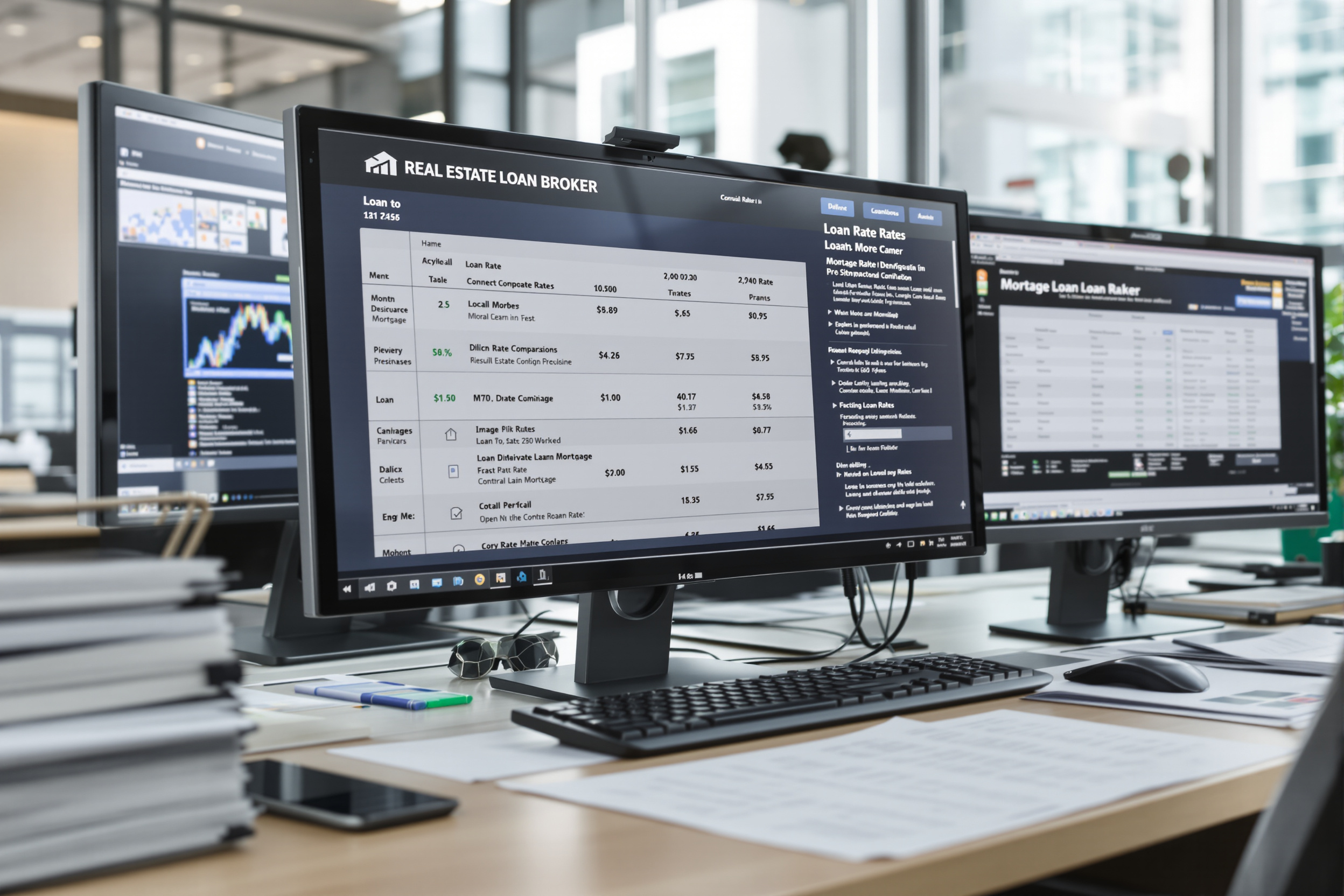 Environnement de travail d'un courtier spécialisé en simulation de prêt
