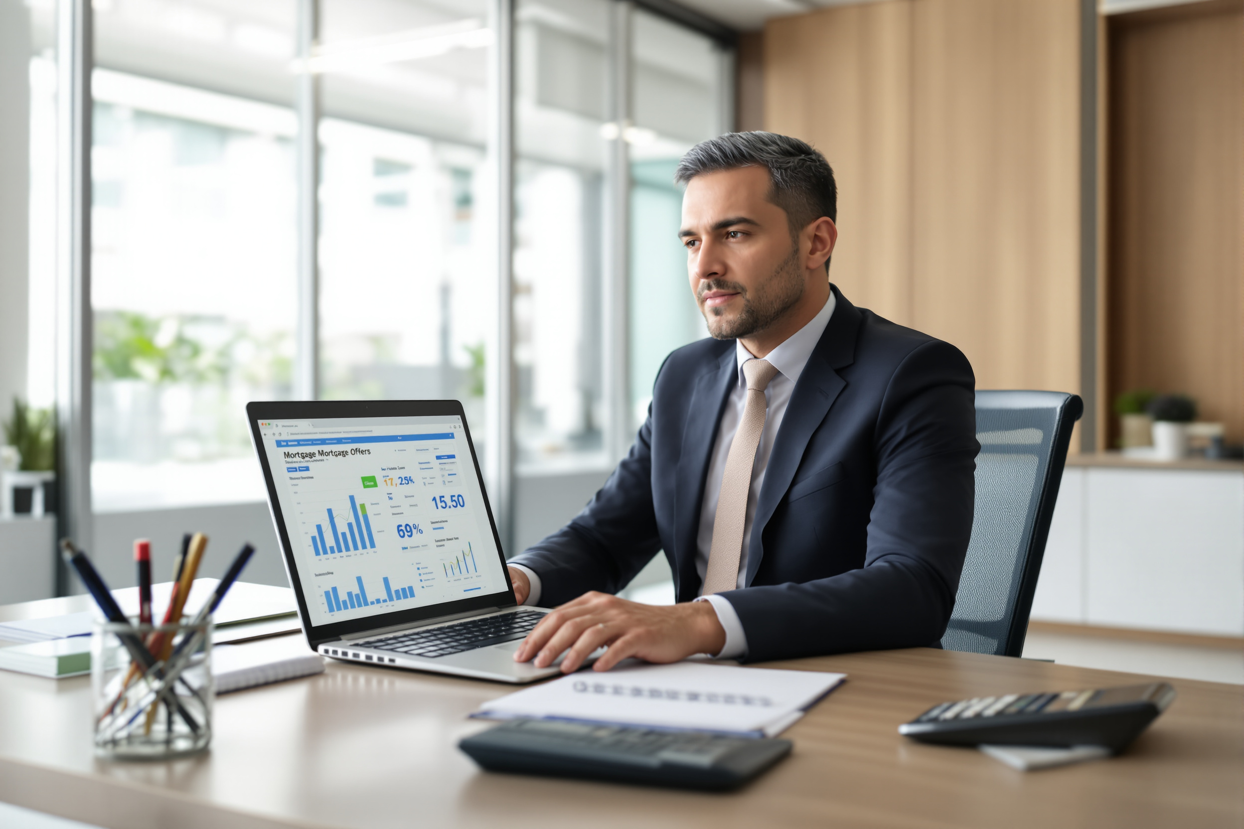 Conseiller analysant des offres de prêt immobilier