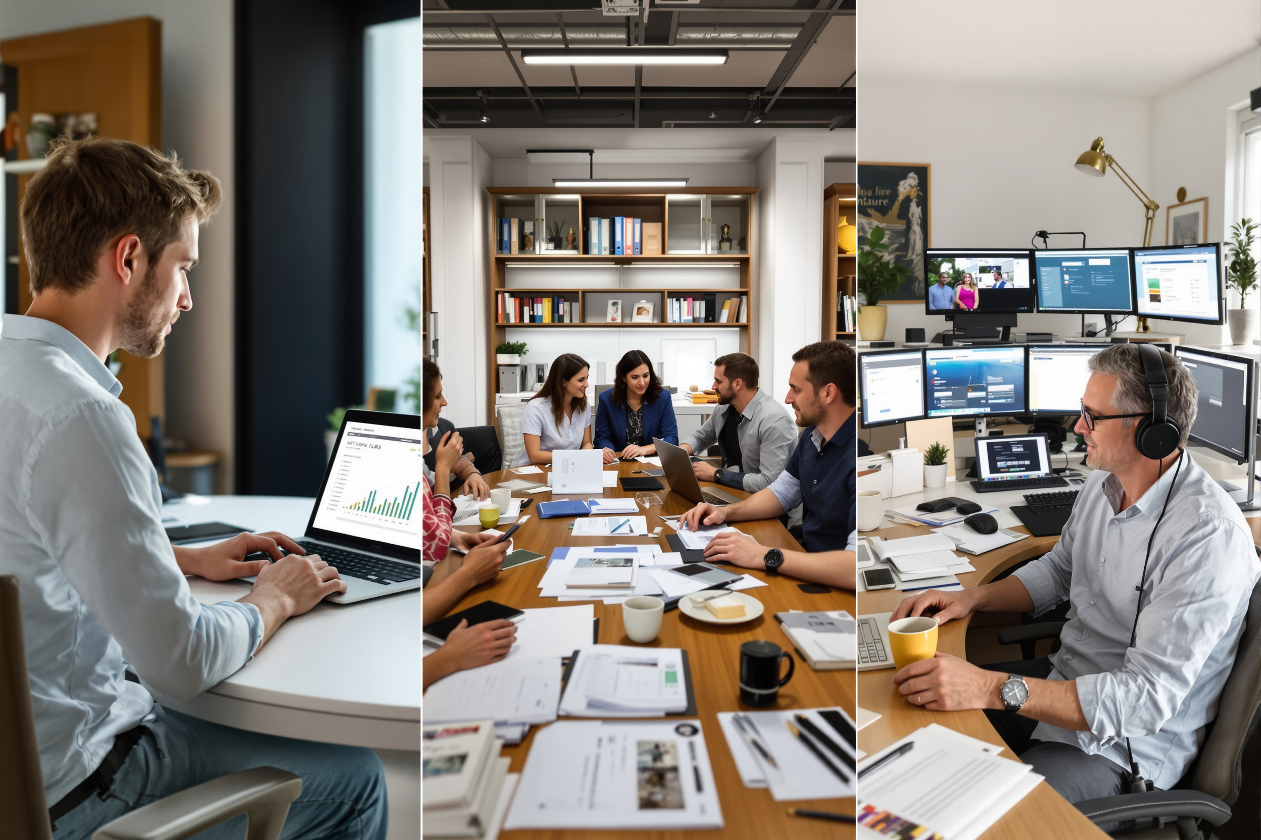 Consultation avec un courtier immobilier analysant plusieurs offres de prêt