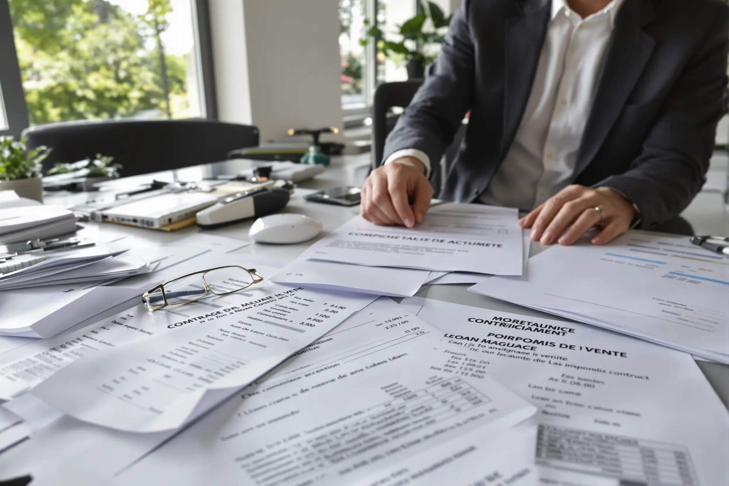 Couple préparant leurs documents administratifs pour un dossier de prêt immobilier