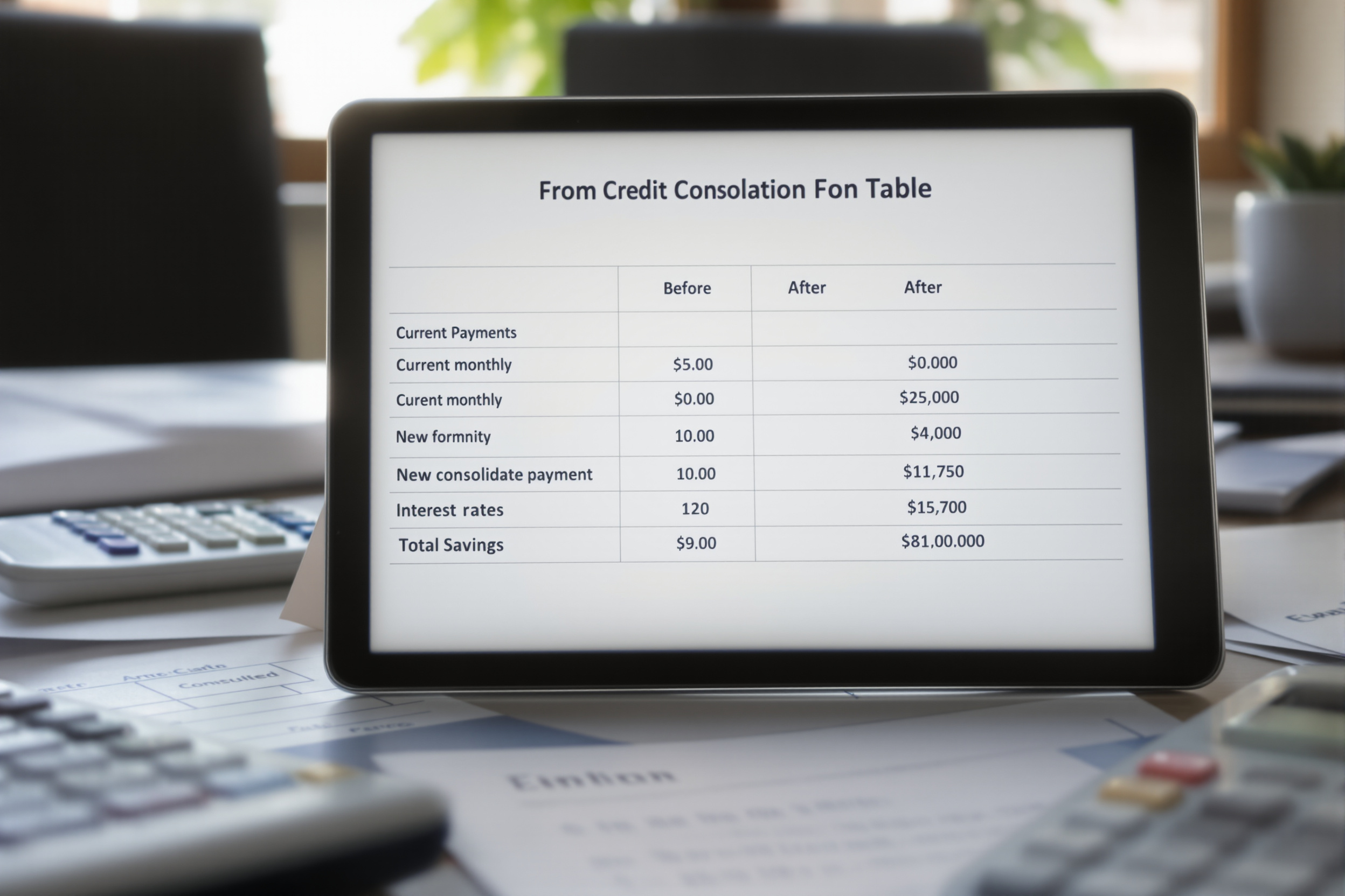 Tableau comparatif de simulation de rachat de crédit