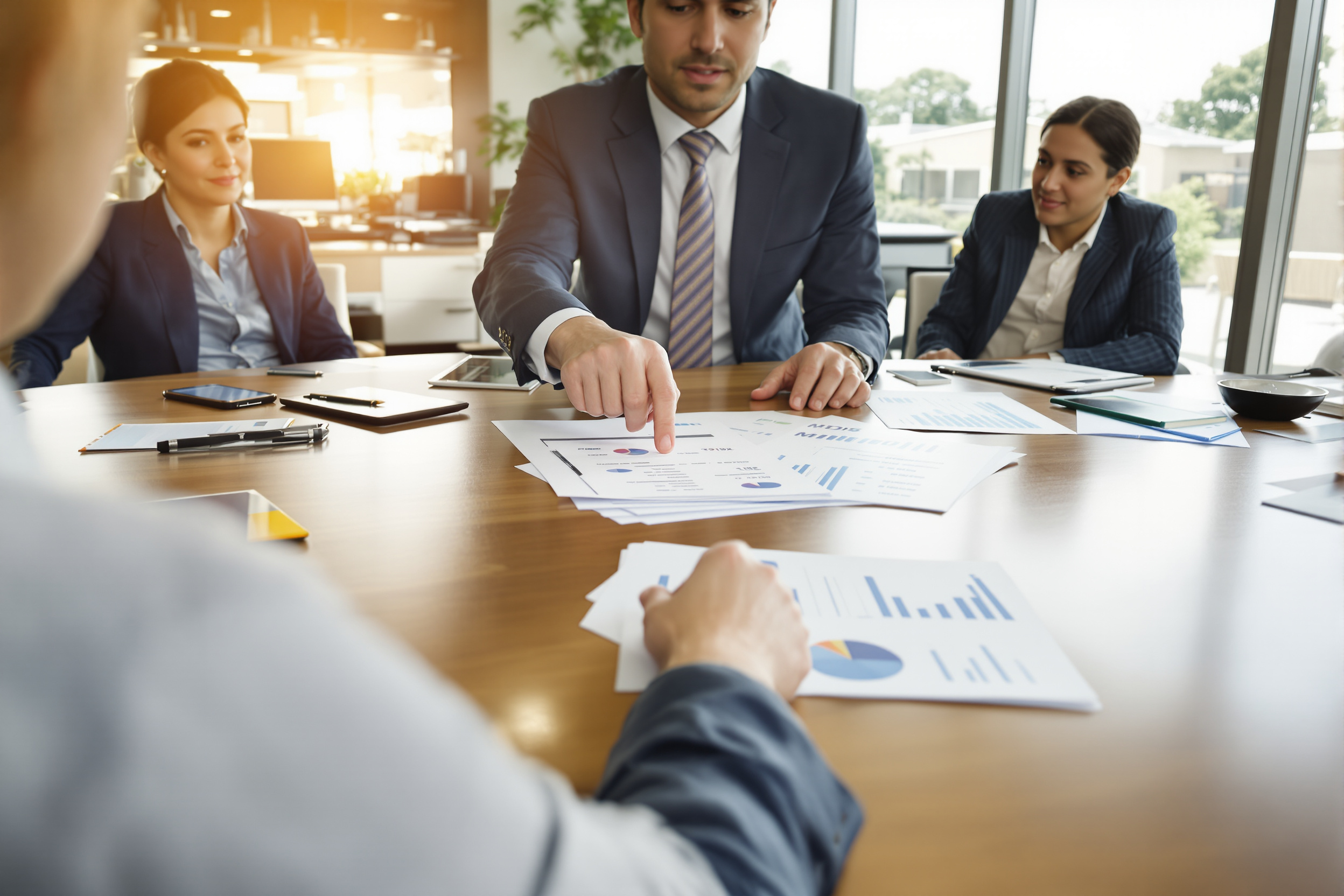 Conseiller financier en consultation avec des clients