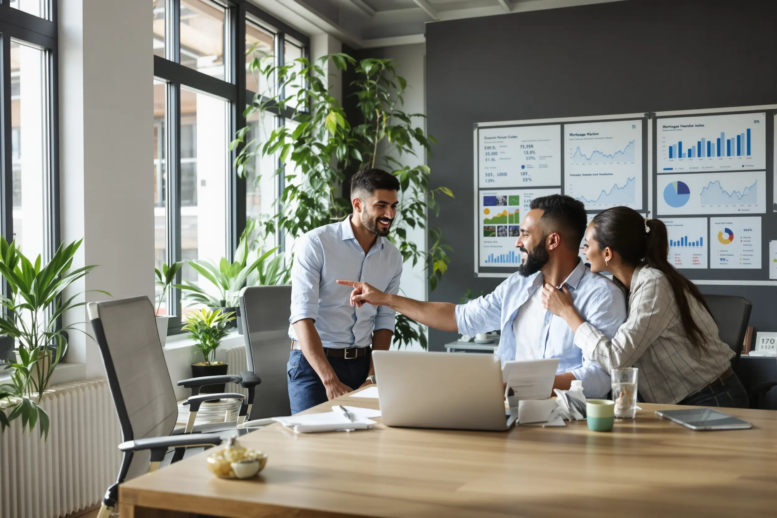 Courtier immobilier en réunion avec des clients