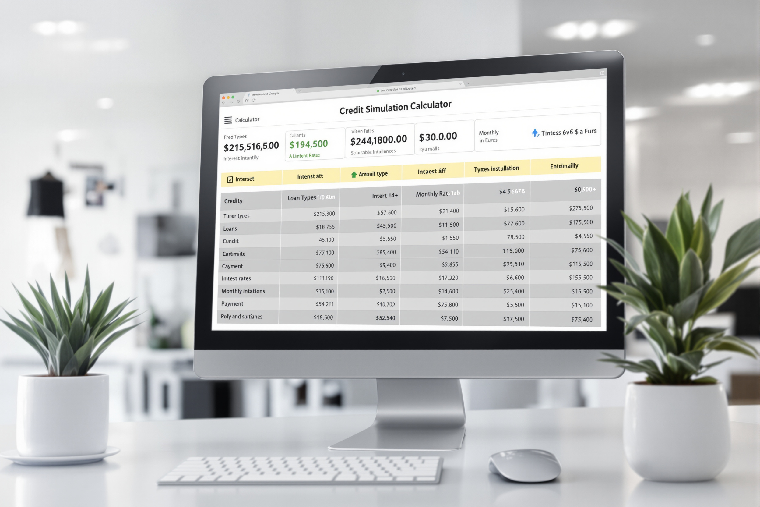 Interface de calculette de simulation de rachat de crédit