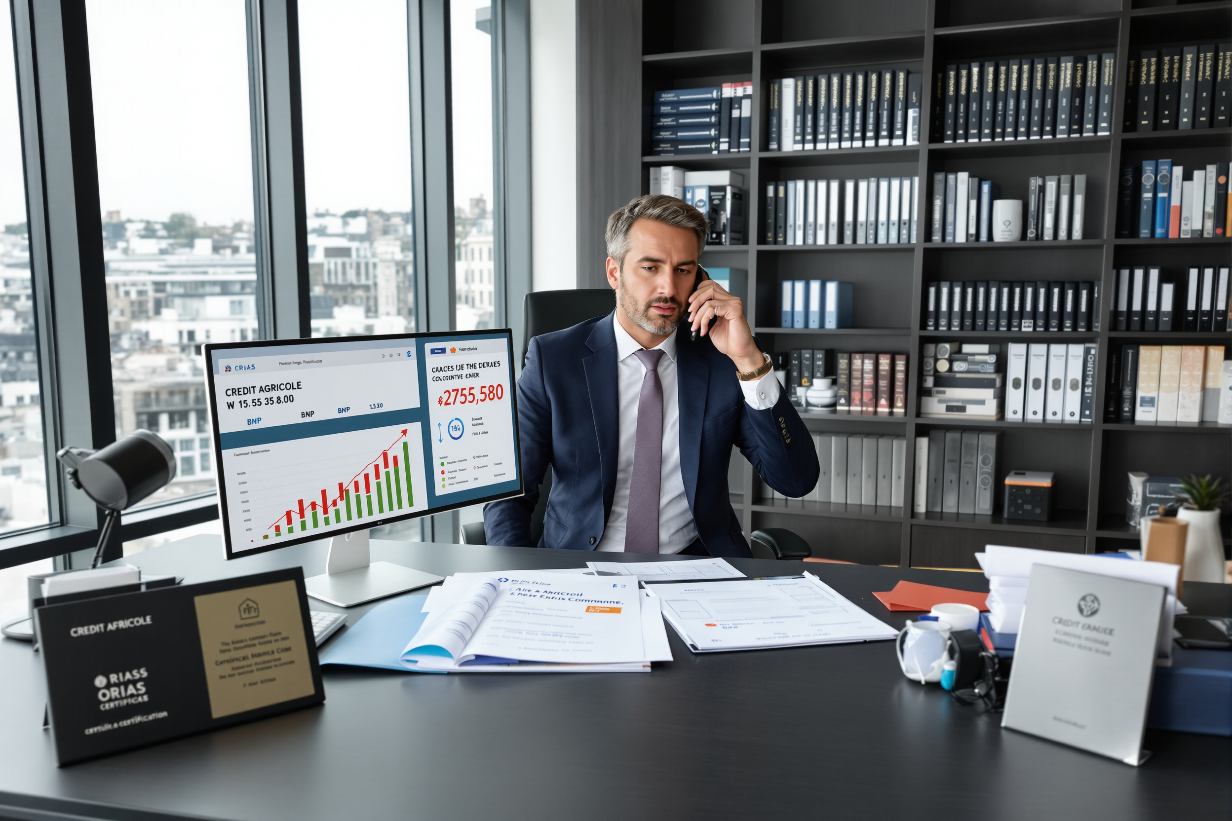 Courtier en prêt immobilier comparant les offres bancaires