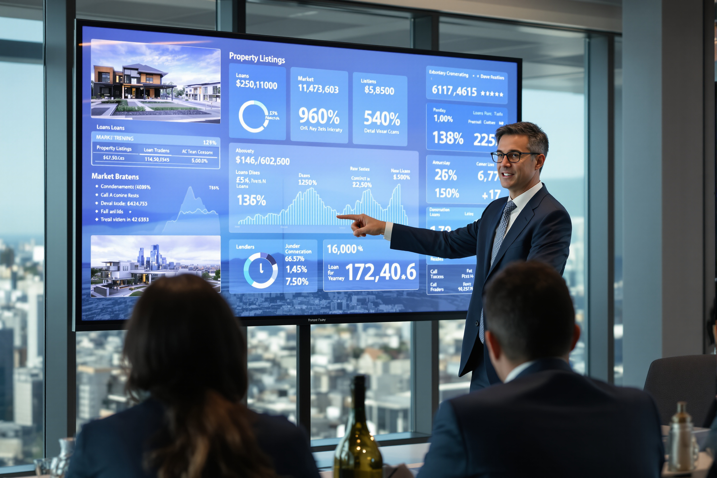 Courtier immobilier expérimenté formant son équipe