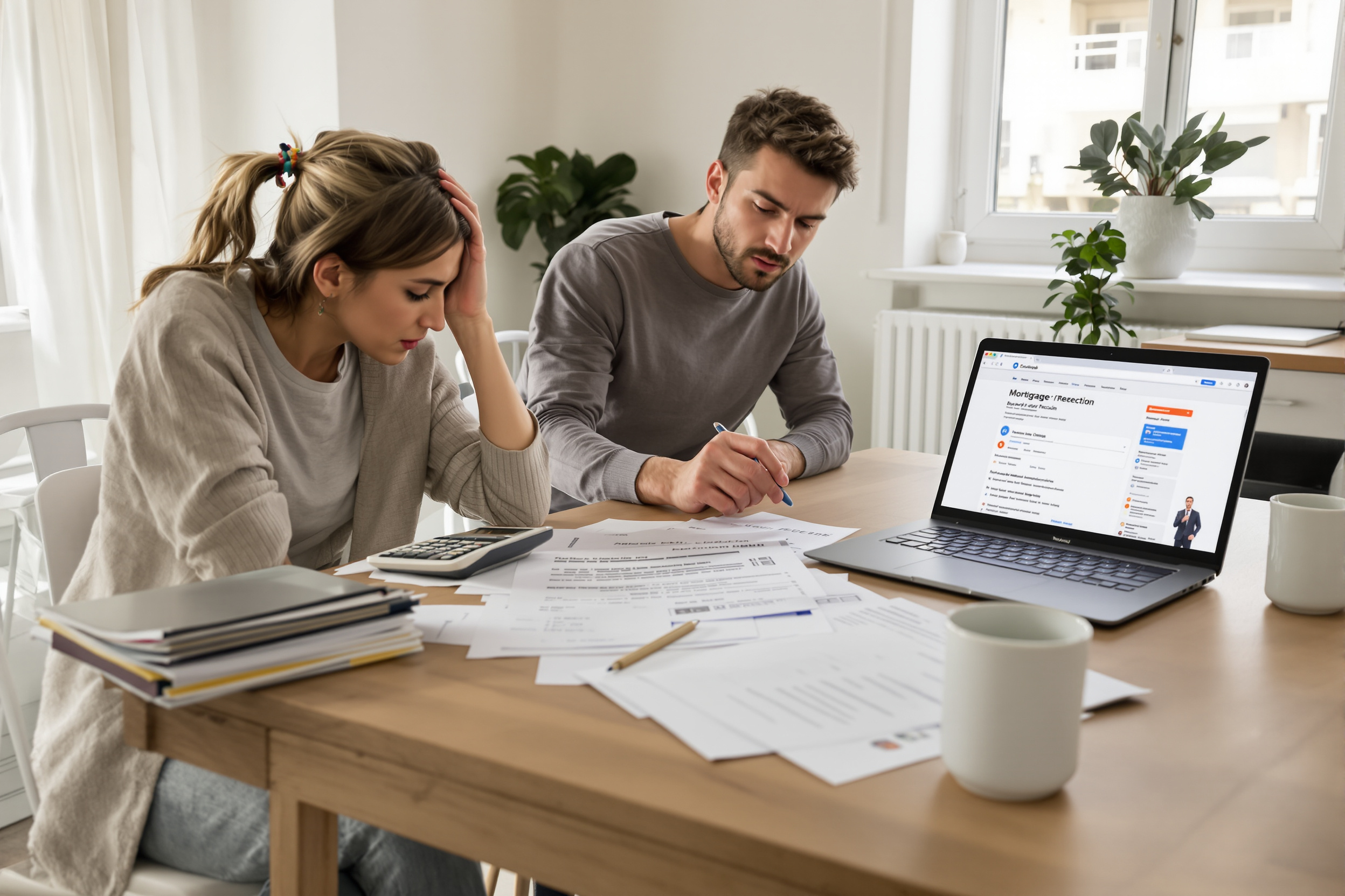 Courtier immobilier comparant les offres bancaires après un refus de prêt
