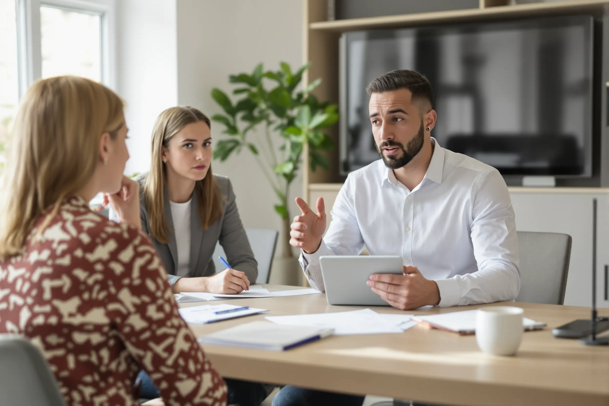 Courtier présentant des solutions après refus bancaire
