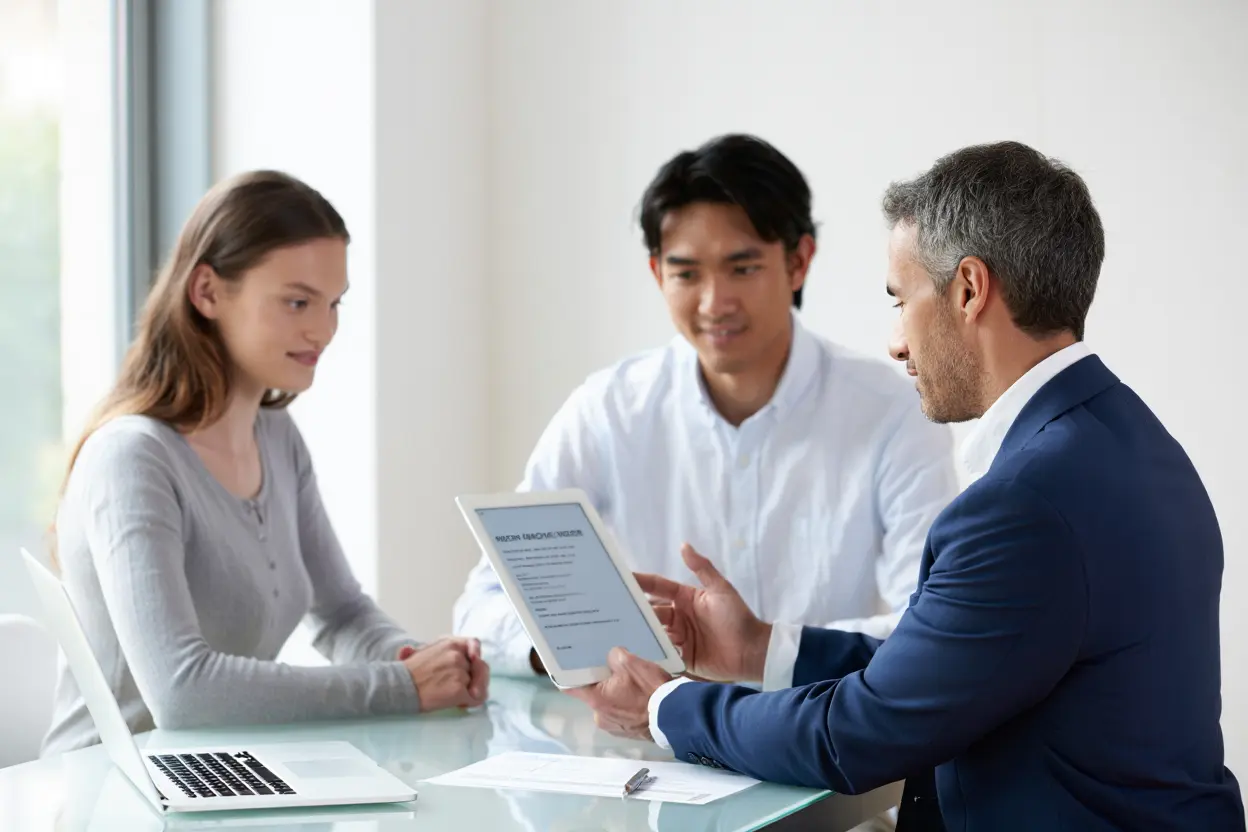 Bureau de notaire préparant la signature d'un acte de prêt immobilier