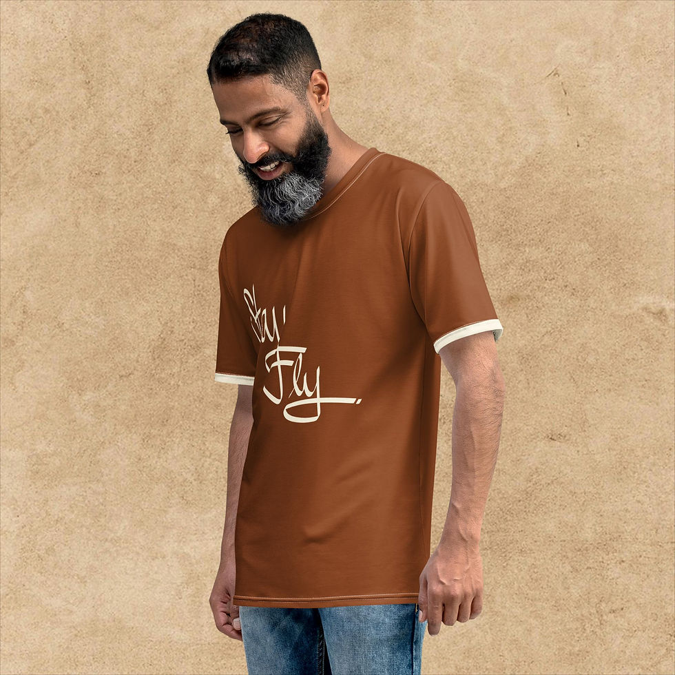 Thumbnail: Men's Stay Fly saddle brown (cream trim) t-shirt